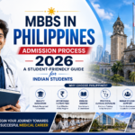 MBBS in Philippines Admission Process 2026 guide for Indian students with medical university and student illustration